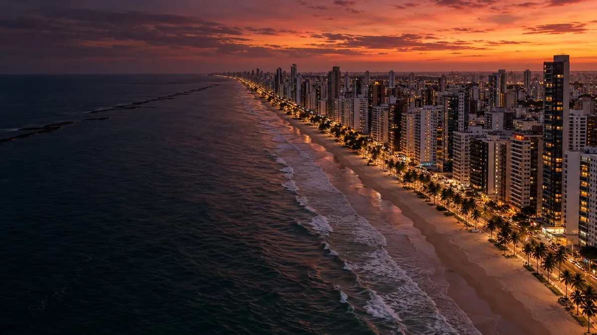Orla de Boa Viagem, no Recife, ao entardecer, bairro do escritório da Dra. Angelynna